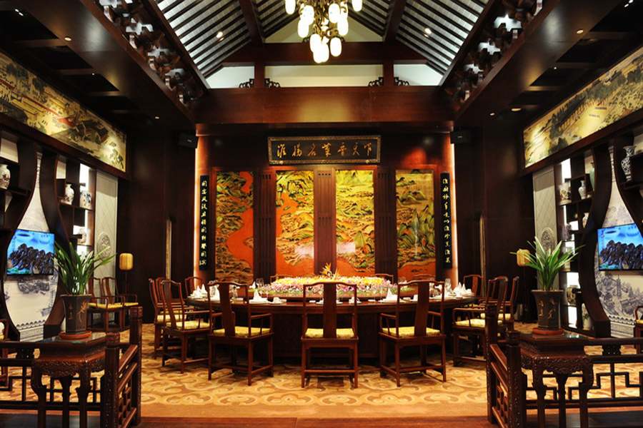 中式餐廳效果圖,中式餐飲裝修效果圖