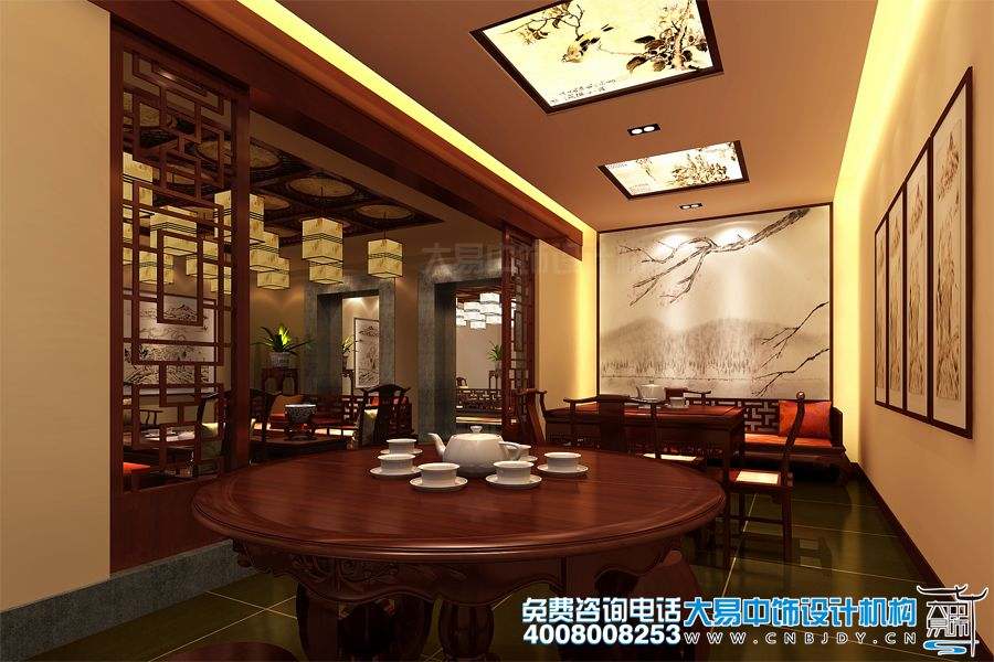 北京通州書畫會館設計效果圖及中式裝修效果圖